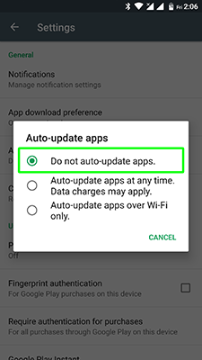How to disable updates Android apps