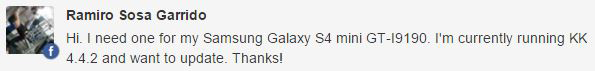 Samsung Galaxy S4 Mini update
