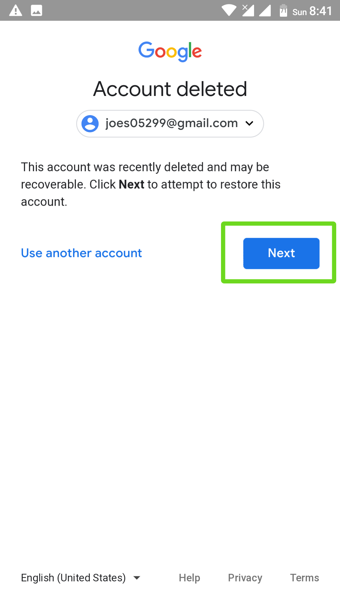 retrieve messages from google account