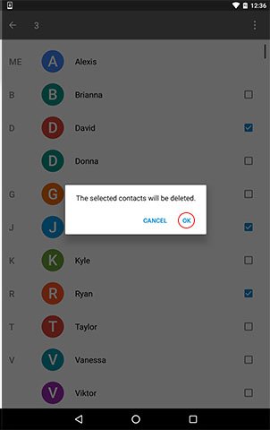 Delete contacts in Android