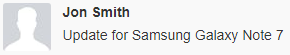 Samsung Galaxy Note 7 update